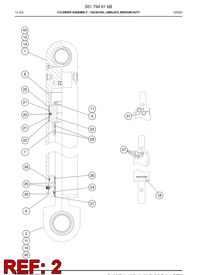 55179467 551 794 67 PISTON rod assembly - Sandvik Technical Drawing
