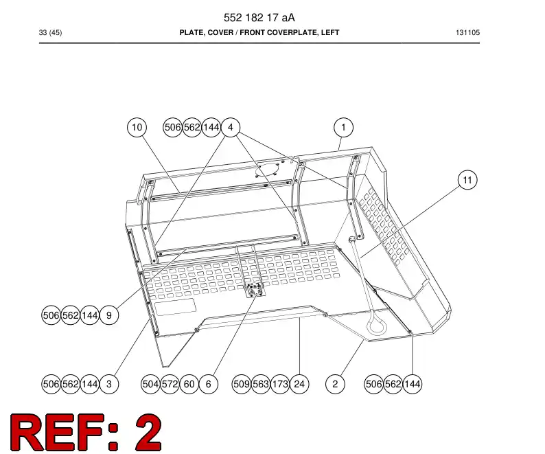 55179470 551 794 70 Plate, Cover - Sandvik Technical Drawing