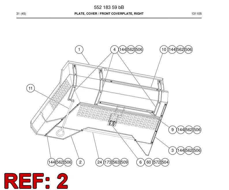 55179471 551 794 71 Plate, Cover - Sandvik Technical Drawing