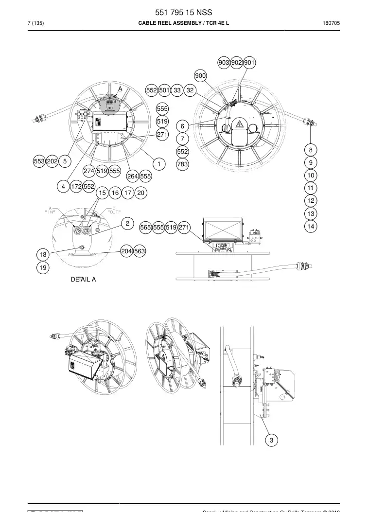 55179515 551 795 15 Cable Reel Assembly - Sandvik Technical Drawing