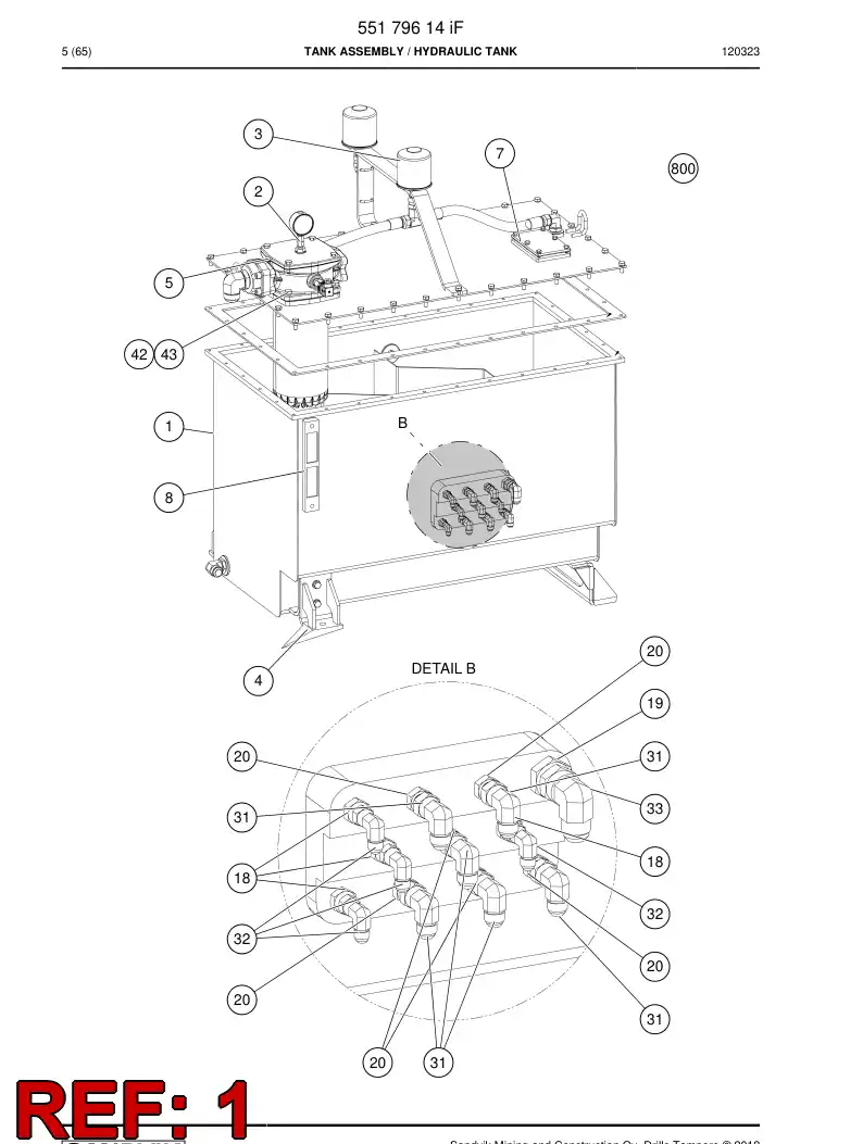 55179615c 551 796 15c Hydraulic receiver - Sandvik Technical Drawing