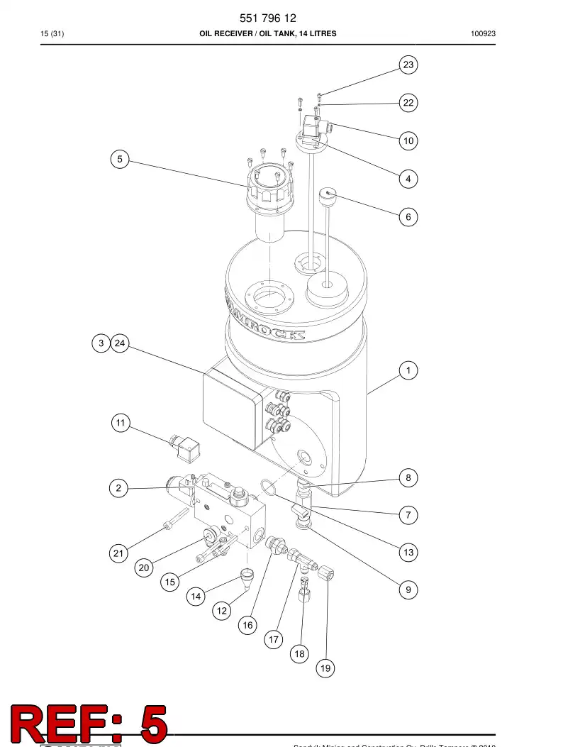 55179627a 551 796 27a Filling cap - Sandvik Technical Drawing