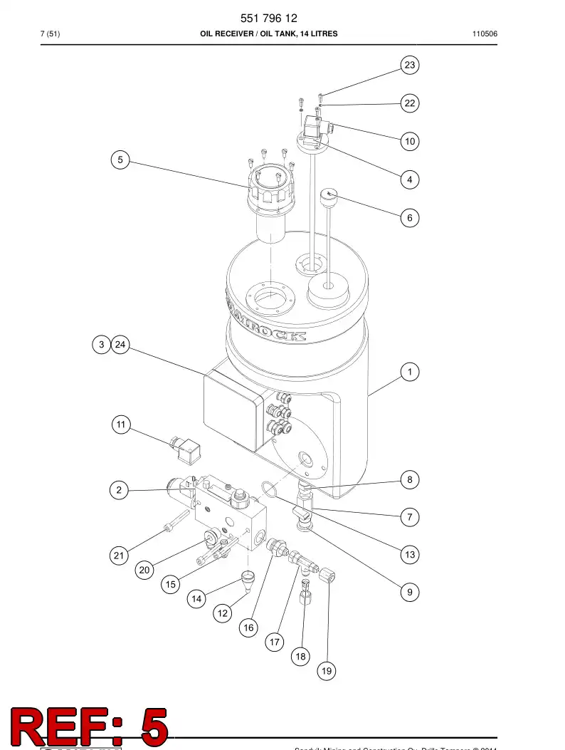 55179627b 551 796 27b Filling cap - Sandvik Technical Drawing
