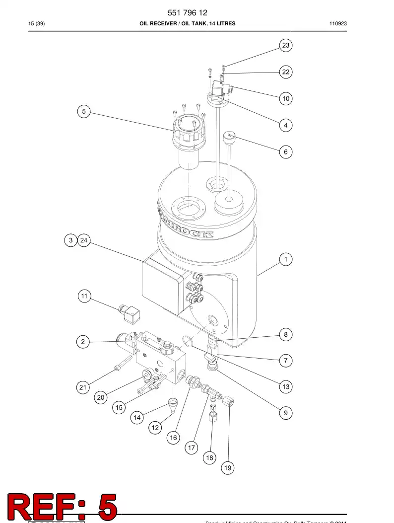 55179627c 551 796 27c Filter, Filling, Air Breather - Sandvik Technical Drawing
