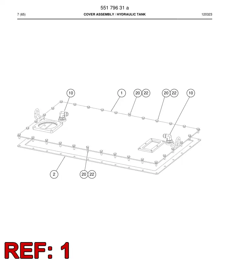 55179632b 551 796 32b Cover, Hydraulic Tank - Sandvik Technical Drawing