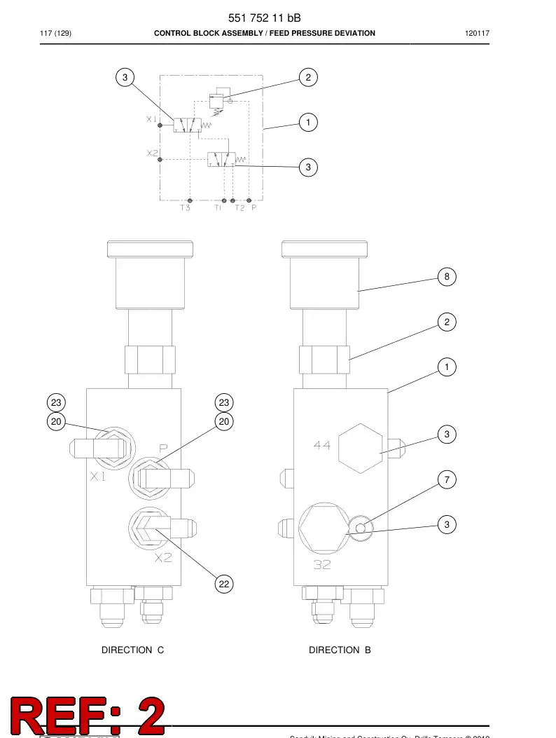 55179662 551 796 62 Valve, Pressure Relief - Sandvik Technical Drawing