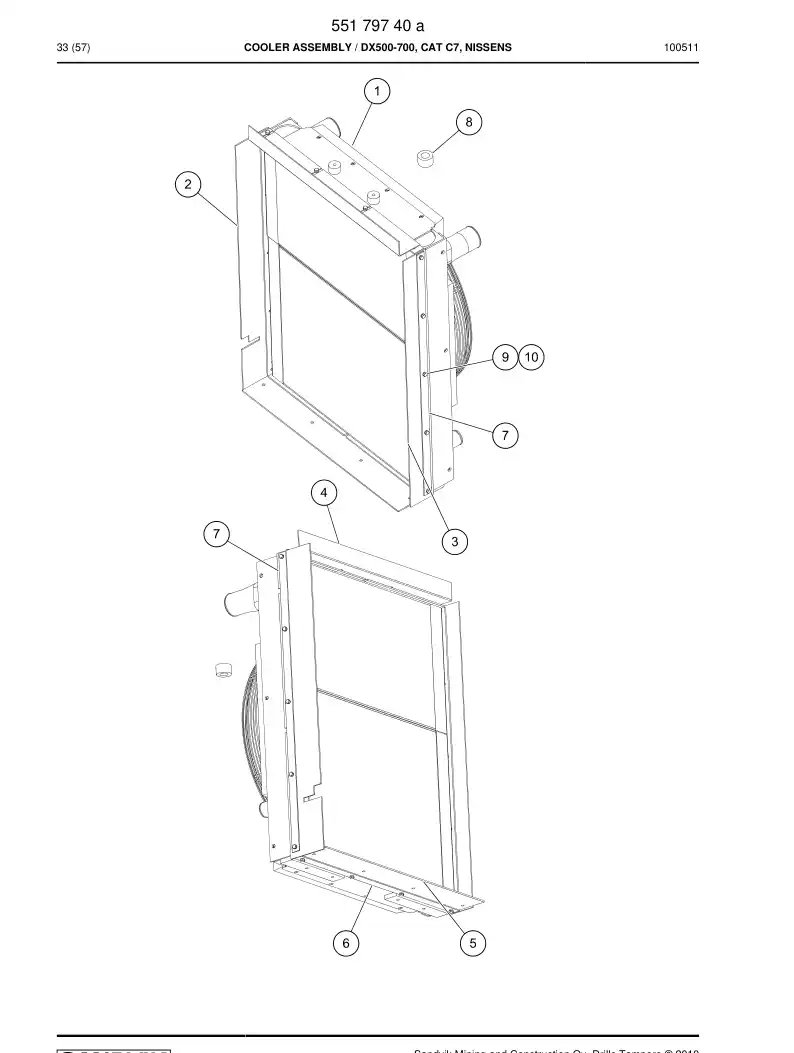 55179740a 551 797 40a COOLER ASSEMBLY - Sandvik Technical Drawing
