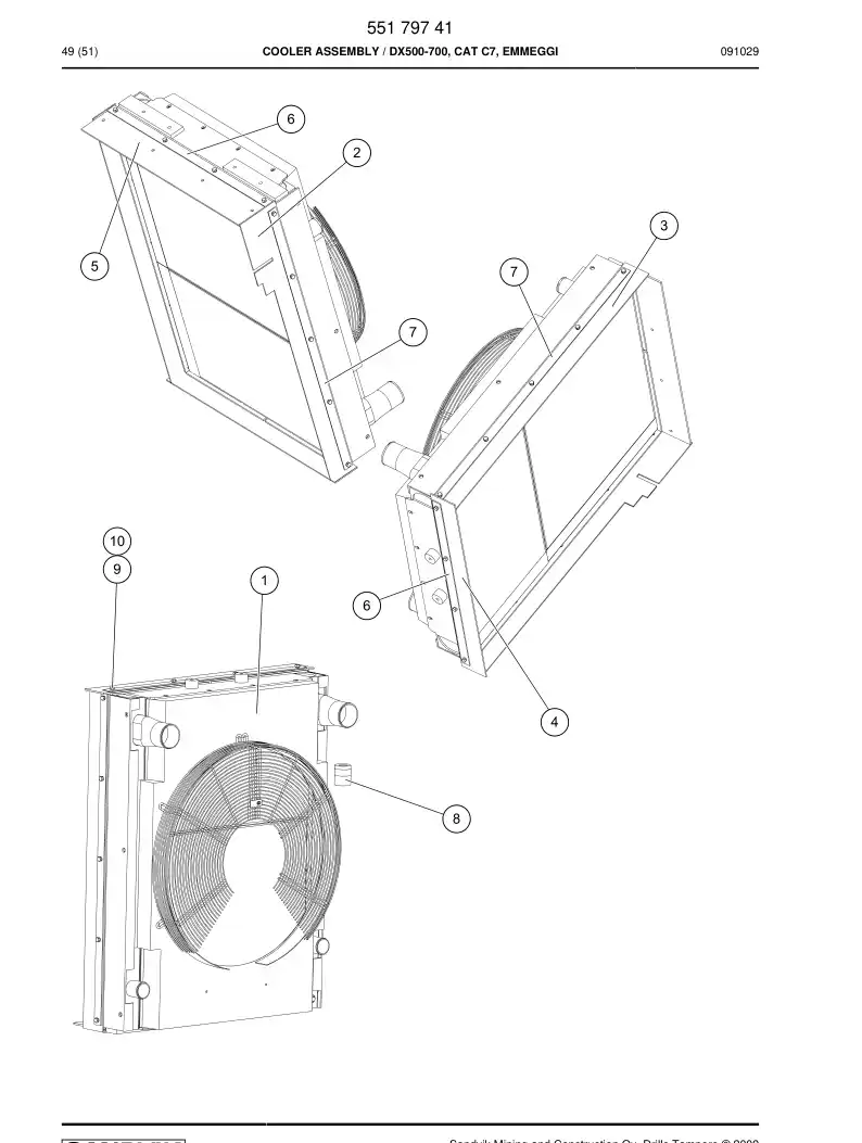 55179741 551 797 41 COOLER ASSEMBLY - Sandvik Technical Drawing