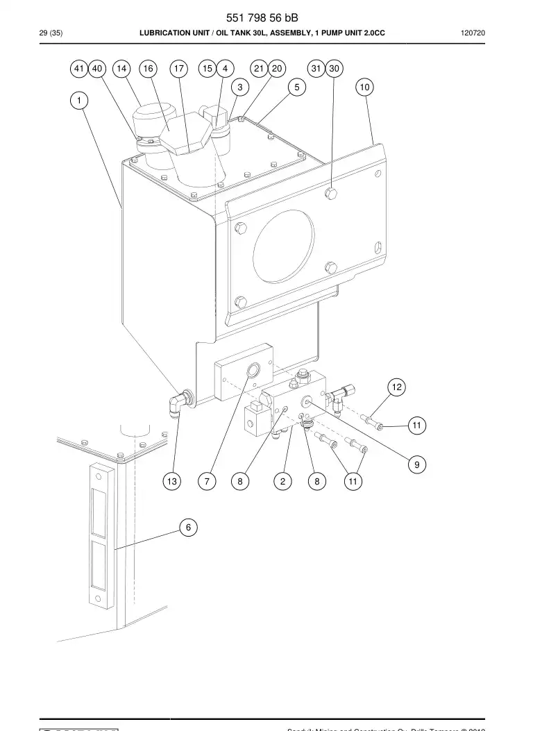 55179856b 551 798 56b LUBRICATION UNIT - Sandvik Technical Drawing