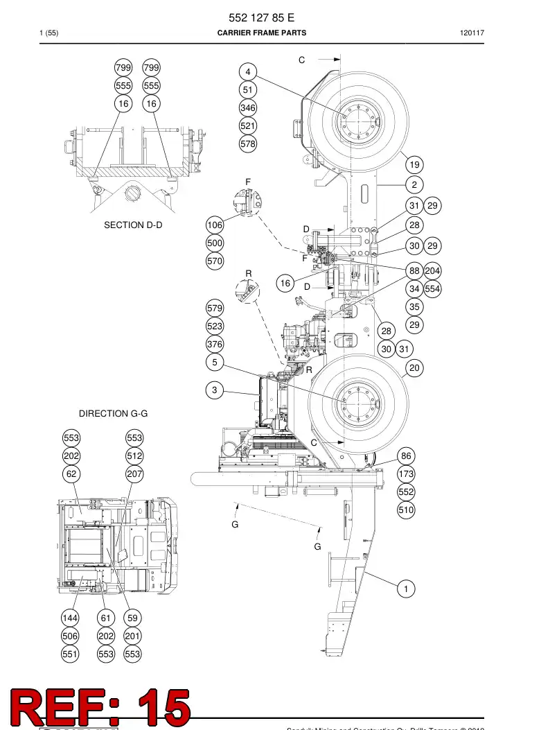 55179902 551 799 02 Cover plate - Sandvik Technical Drawing