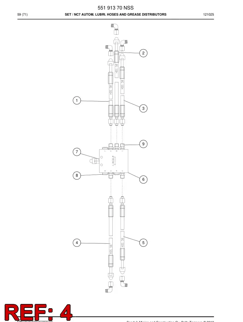 55179910a 551 799 10a Hose - Sandvik Technical Drawing