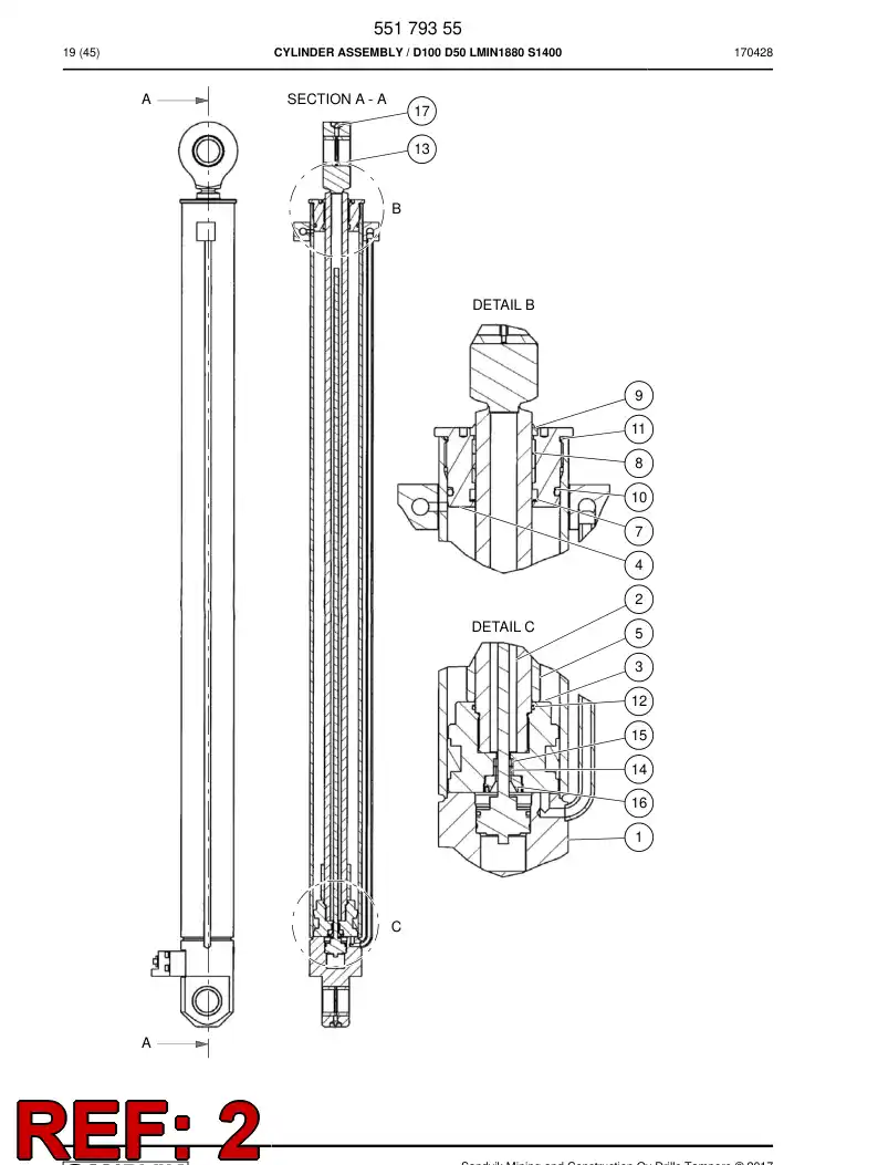 55179954 551 799 54 Arm - Sandvik Technical Drawing