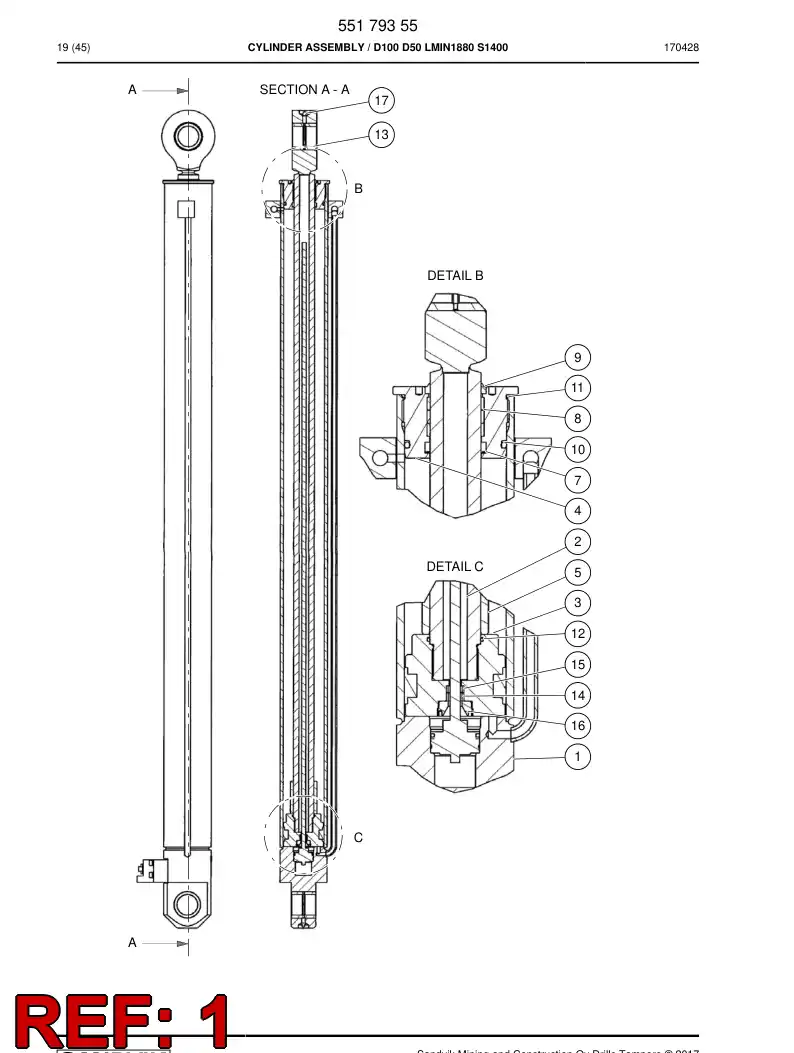 55179955 551 799 55 Pipe - Sandvik Technical Drawing