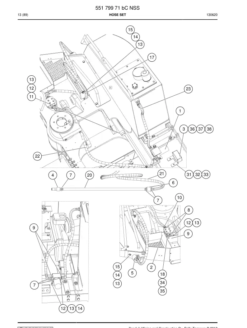 55179971b 551 799 71b Hose Set - Sandvik Technical Drawing