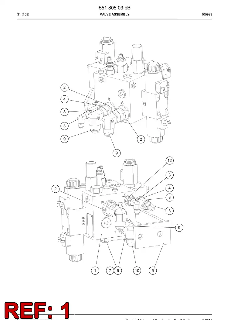55180008 551 800 08 Valve assembly - Sandvik Technical Drawing