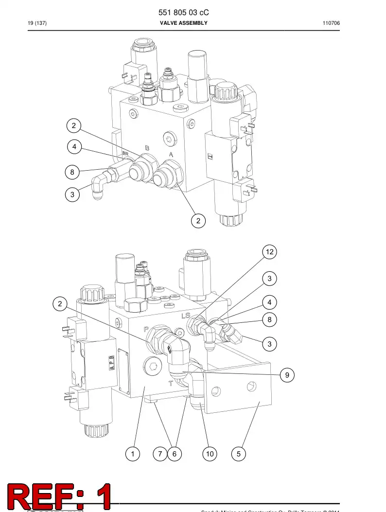 55180008a 551 800 08a VALVE ASSEMBLY - Sandvik Technical Drawing