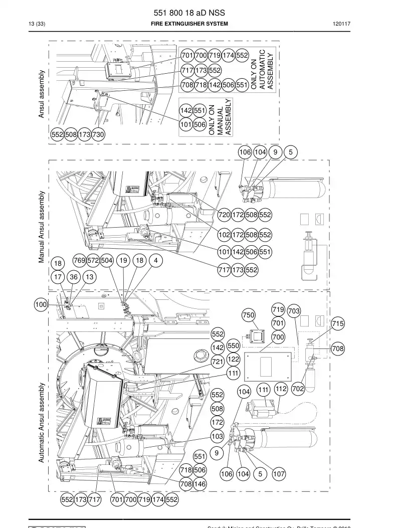 55180018a 551 800 18a FIRE EXTINGUISHER SYSTEM - Sandvik Technical Drawing