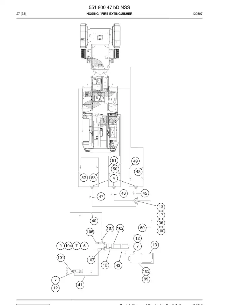 55180047b 551 800 47b Hosing - Sandvik Technical Drawing