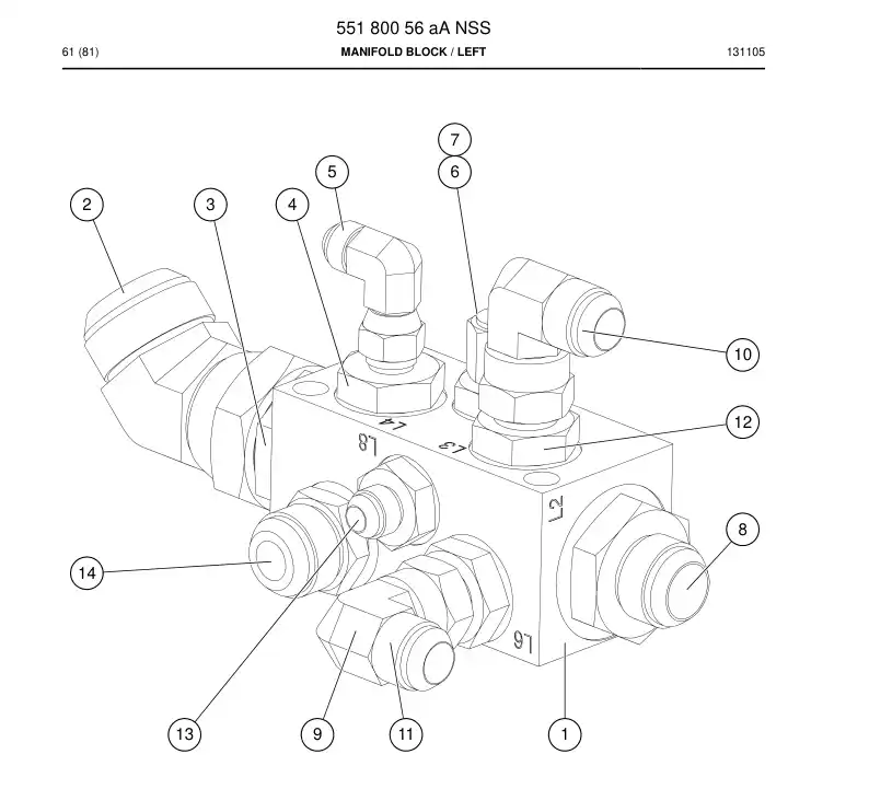 55180056a 551 800 56a Manifold Block - Sandvik Technical Drawing