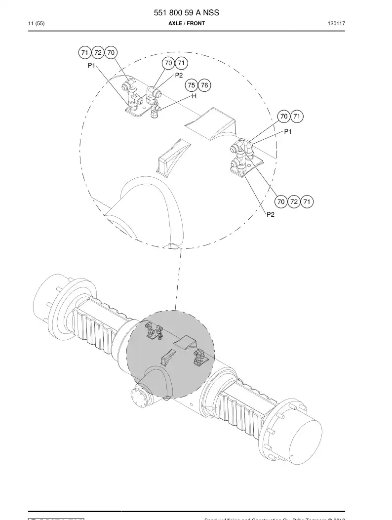 55180059 551 800 59 AXLE - Sandvik Technical Drawing