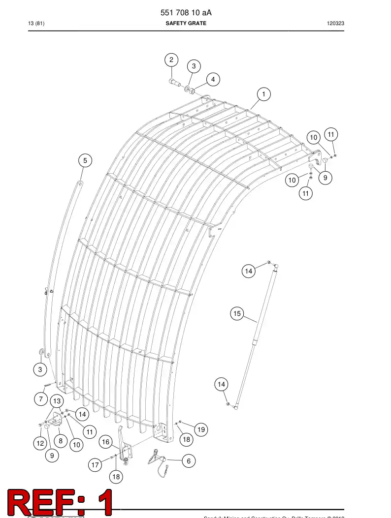 55180100 551 801 00 Grill, Safety - Sandvik Technical Drawing