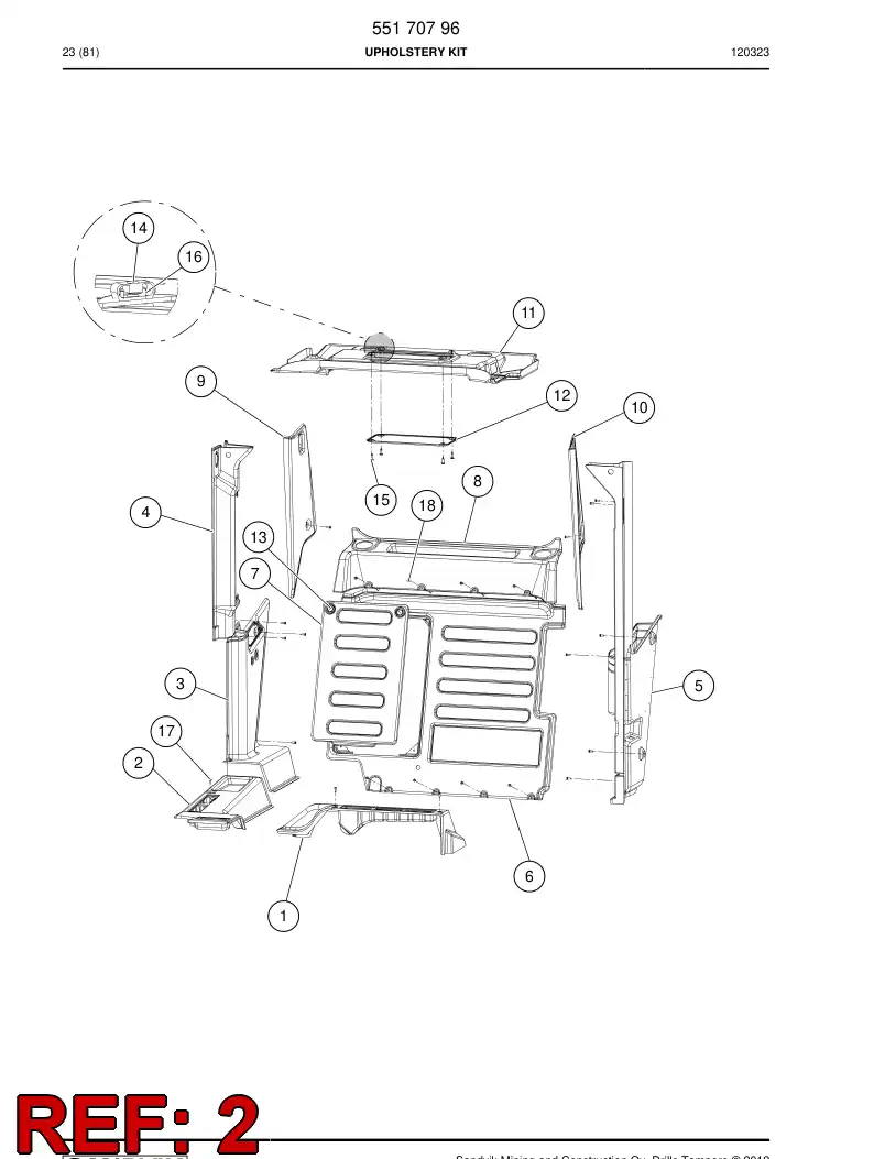55180112a 551 801 12a Cover, Plastic - Sandvik Technical Drawing