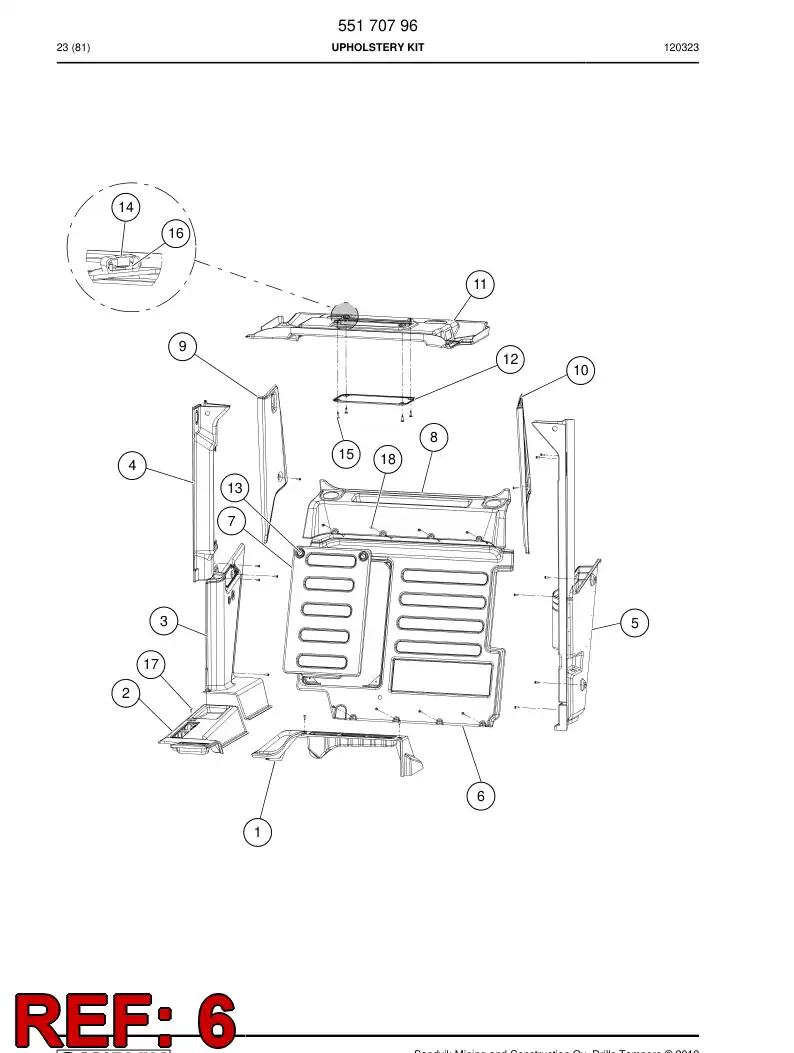 55180117a 551 801 17a Cover, Plastic - Sandvik Technical Drawing