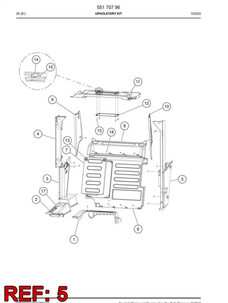 55180121a 551 801 21a Cover, Plastic - Sandvik Technical Drawing
