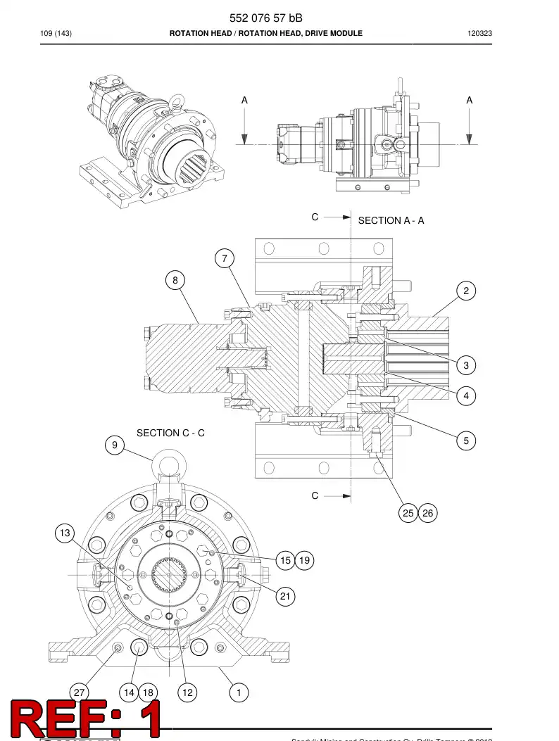 55180138 551 801 38 Carriage - Sandvik Technical Drawing