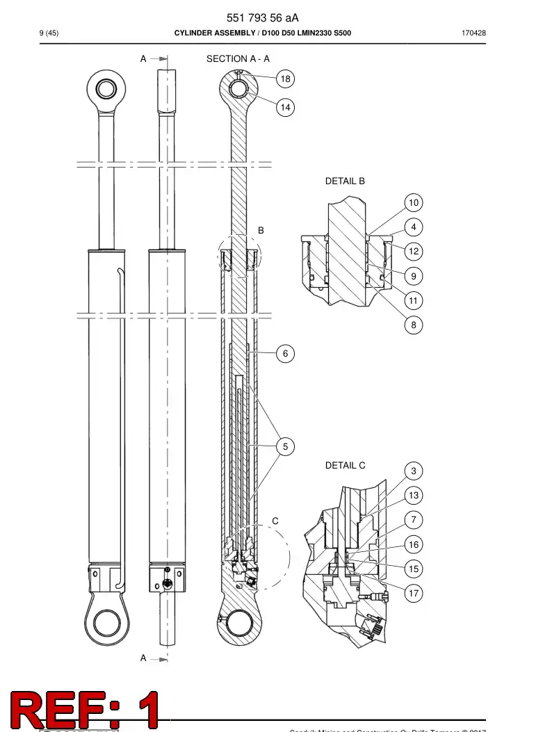 55180167a 551 801 67a Pipe - Sandvik Technical Drawing