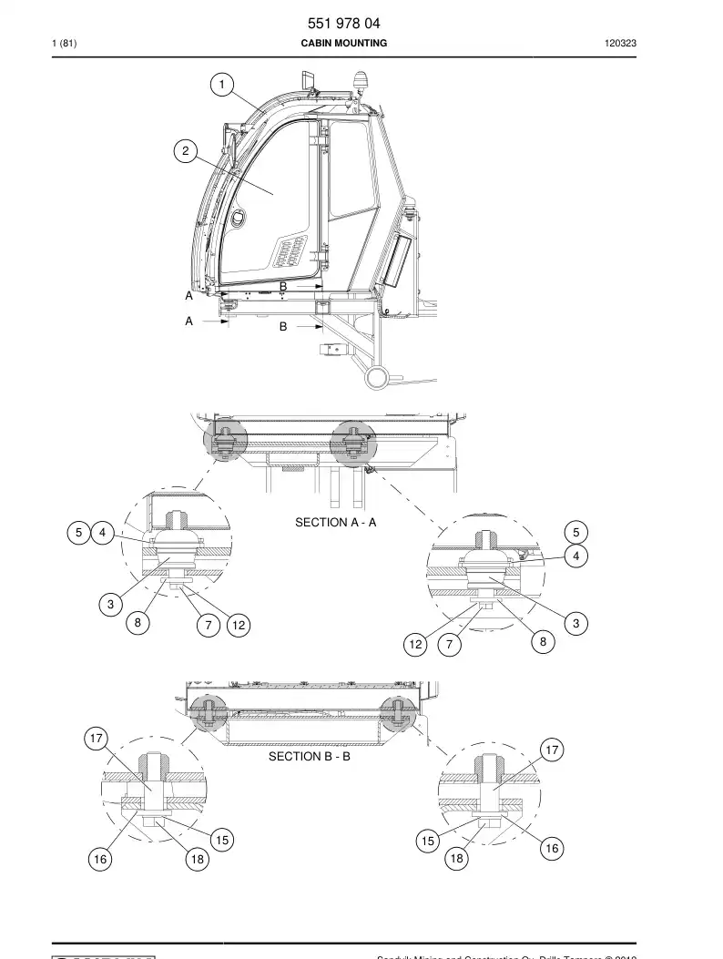 55180170 551 801 70 Bushing - Sandvik Technical Drawing