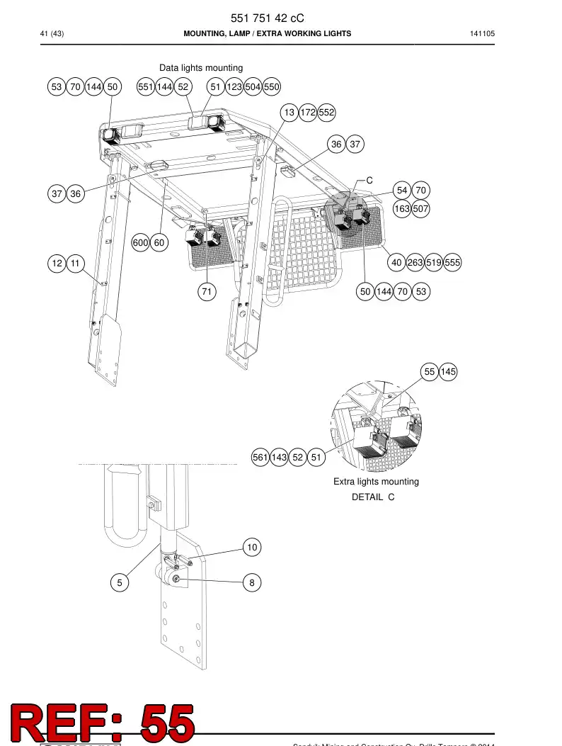 55180277 551 802 77 Plate - Sandvik Technical Drawing