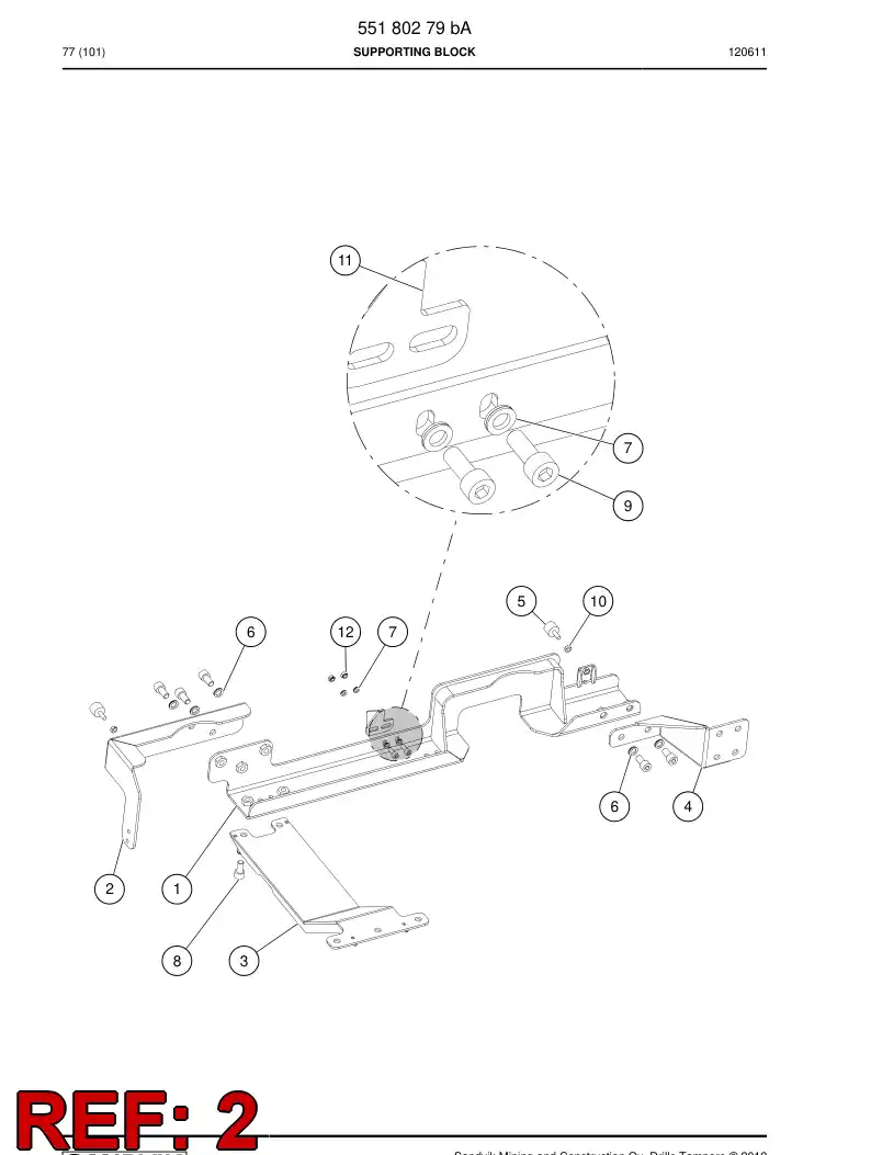 55180280 551 802 80 Supporting block - Sandvik Technical Drawing