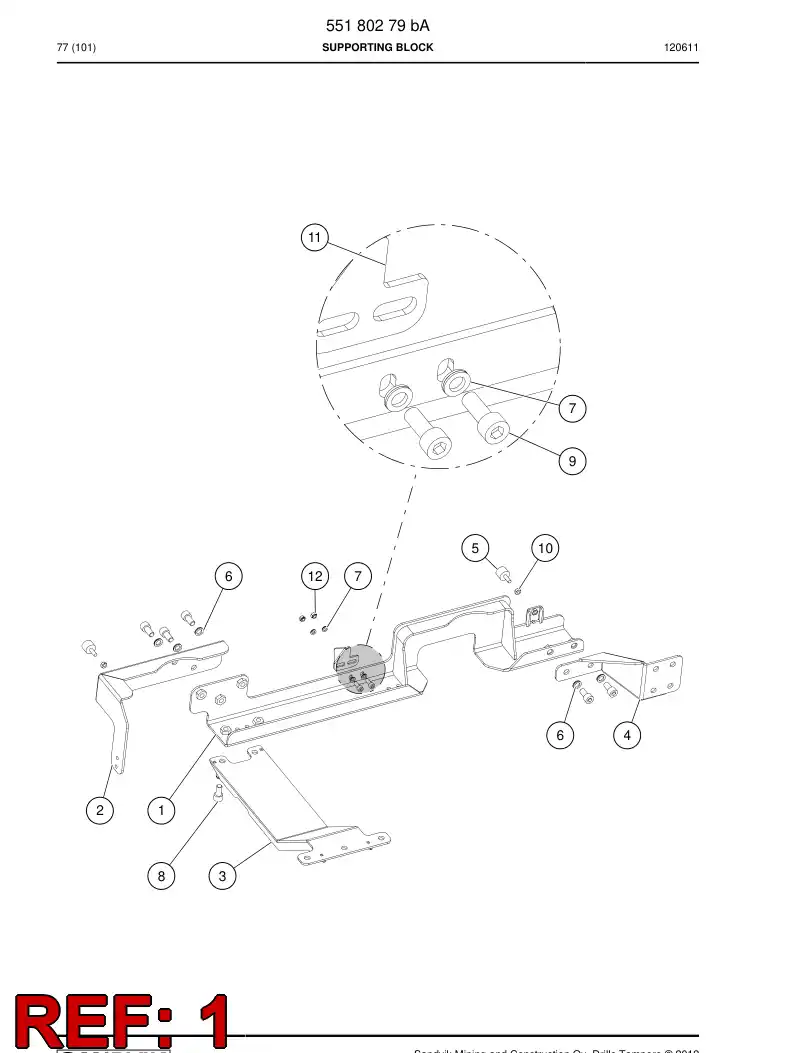 55180281 551 802 81 Supporting block - Sandvik Technical Drawing
