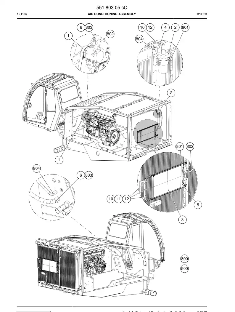 55180305e 551 803 05e Air conditioning assembly - Sandvik Technical Drawing