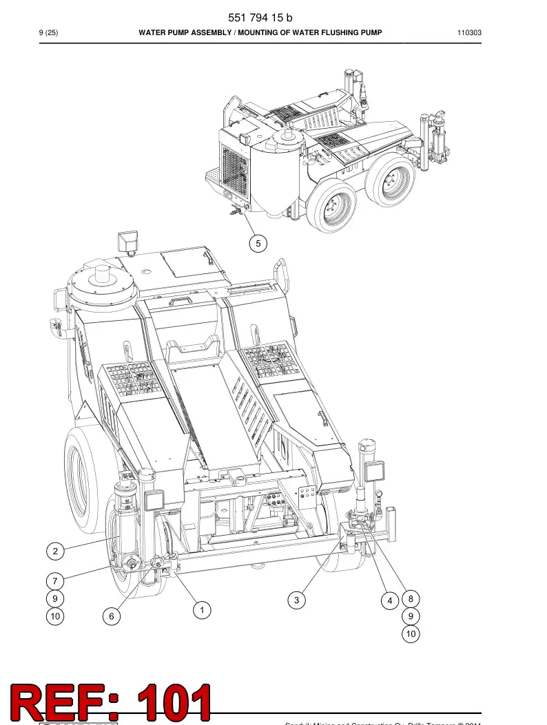 55180311 551 803 11 PNEUMATIC / AIR HOSING - Sandvik Technical Drawing
