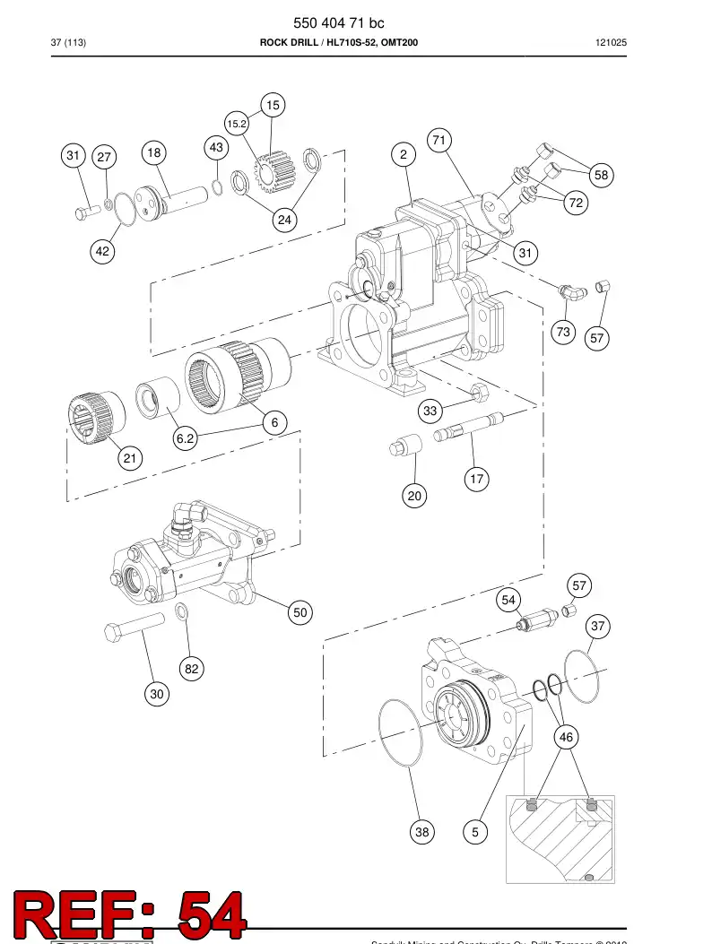 55180369 551 803 69 Nozzle - Sandvik Technical Drawing