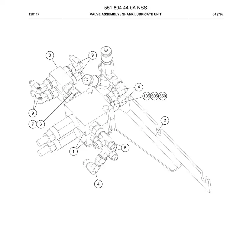 55180444b 551 804 44b Valve assembly - Sandvik Technical Drawing