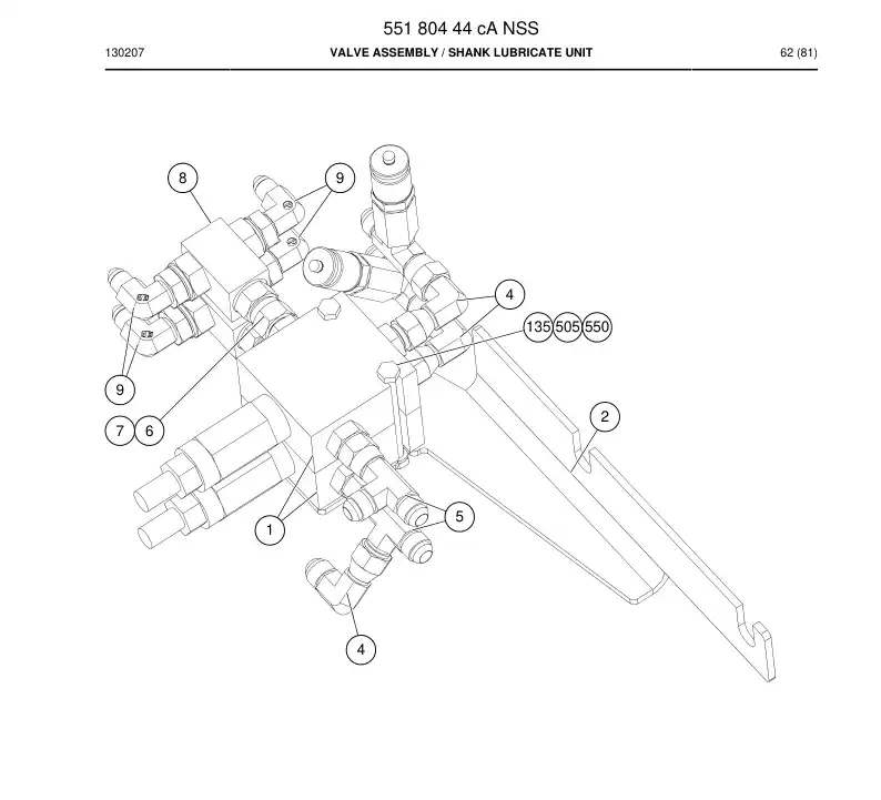 55180444d 551 804 44d Valve Assembly - Sandvik Technical Drawing