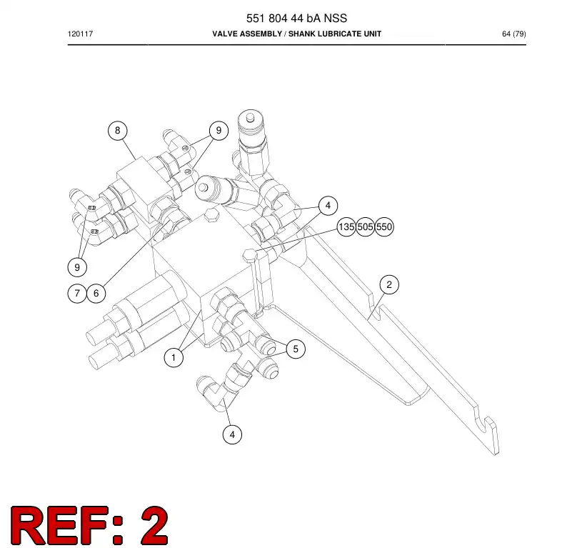 55180445 551 804 45 Valve bracket - Sandvik Technical Drawing