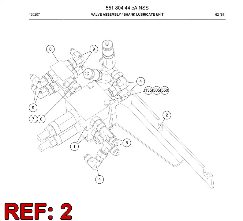 55180445a 551 804 45a Bracket, Valve - Sandvik Technical Drawing