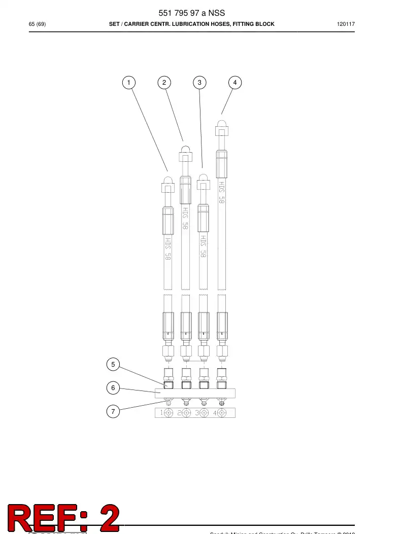 55180537 551 805 37 Hose - Sandvik Technical Drawing