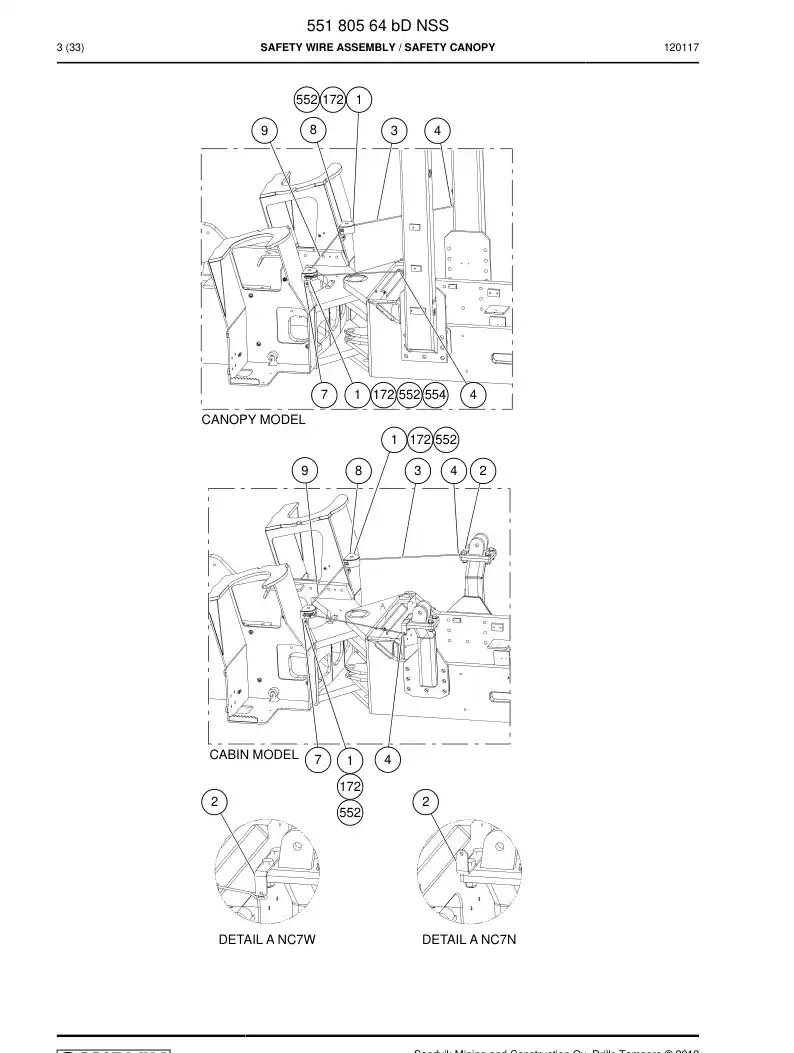 55180564e 551 805 64e Safety wire assembly - Sandvik Technical Drawing