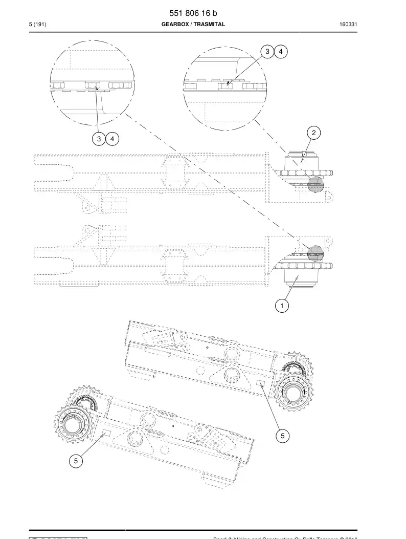 55180616b 551 806 16b Gearbox - Sandvik Technical Drawing