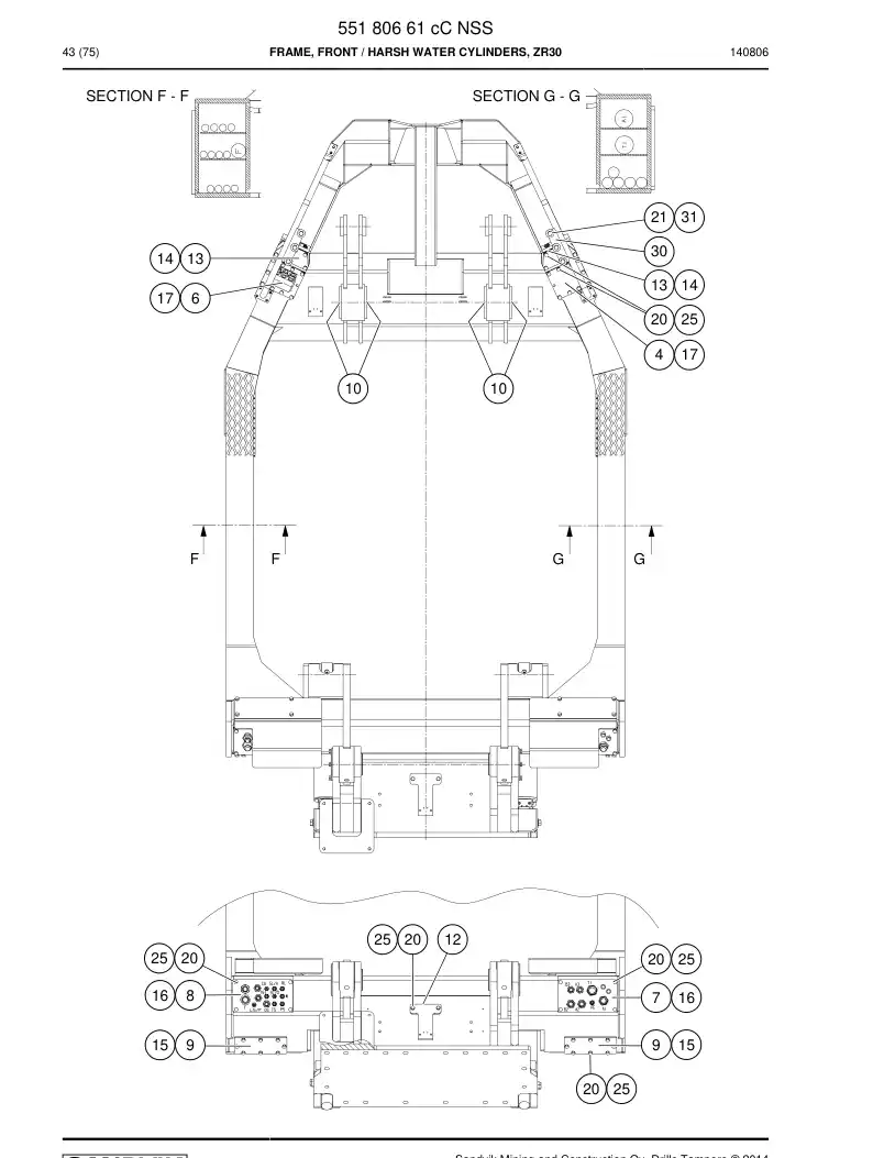 55180661d 551 806 61d Frame, Front - Sandvik Technical Drawing