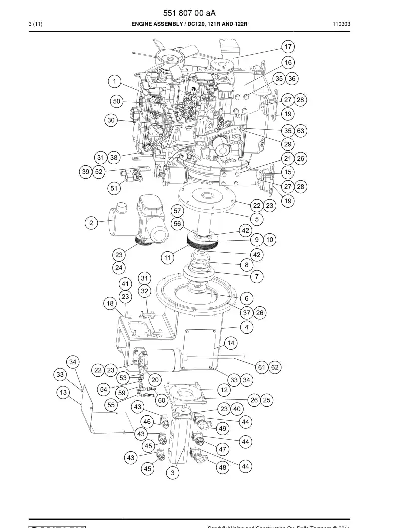 55180700f 551 807 00f Engine Assembly - Sandvik Technical Drawing