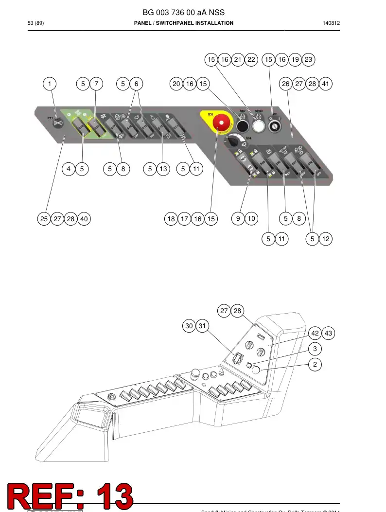55180821a 551 808 21a Switch - Sandvik Technical Drawing