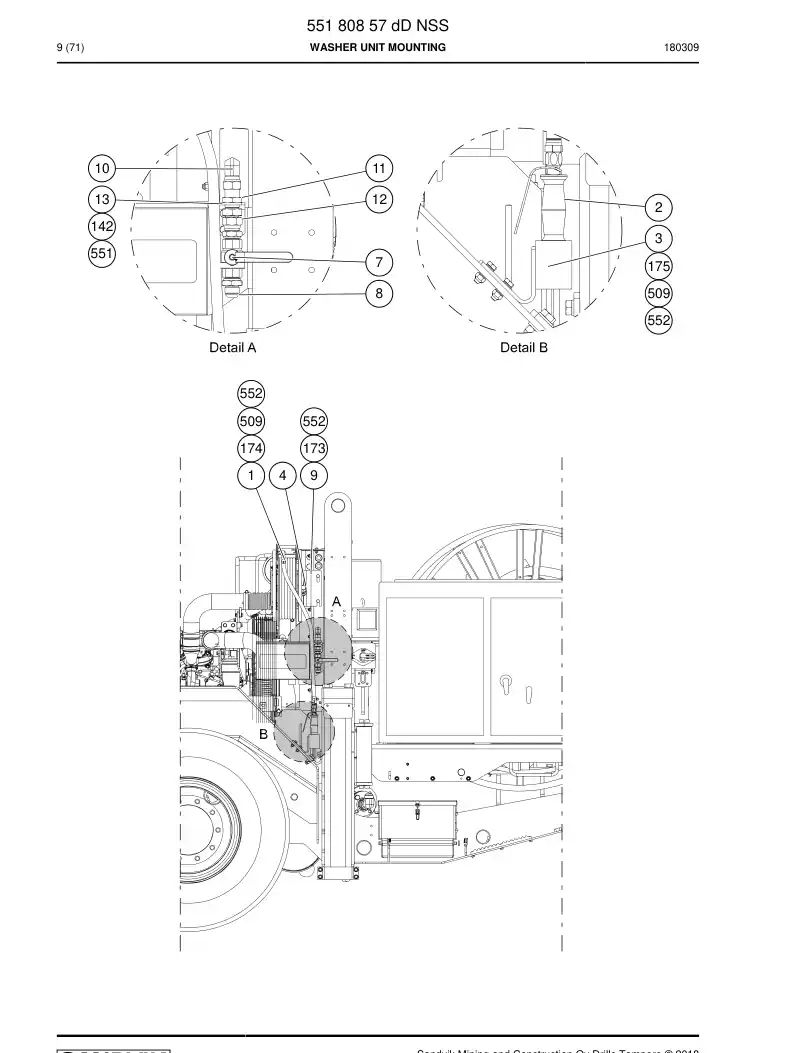 55180857d 551 808 57d Washer Unit mounting - Sandvik Technical Drawing