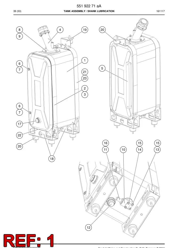 55180861 551 808 61 Reservoir - Sandvik Technical Drawing