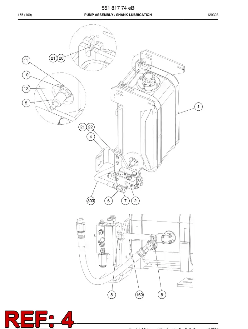 55180862a 551 808 62a Supporting block assembly - Sandvik Technical Drawing
